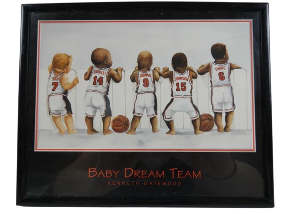 Baby Dream Team Print by Kenneth Gatewood Jordan Bird Barkley Magic Ewing 10x8