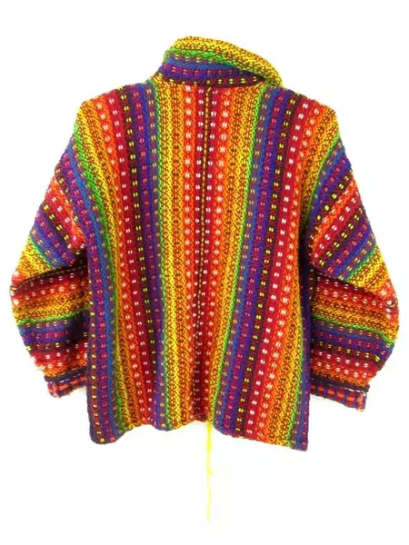 Berho Bros. Int. Wool Knit Coat Zip Up Ecuadorian Colorful Large Size Unisex