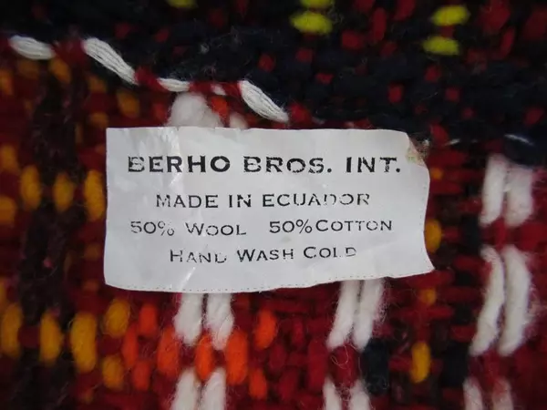 Berho Bros. Int. Wool Knit Coat Zip Up Ecuadorian Colorful Large Size Unisex