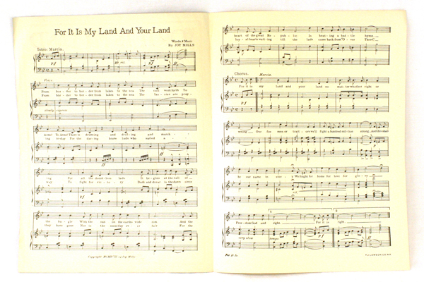 For It Is My Land And Your Land Sheet Music 1918 Joy Mills