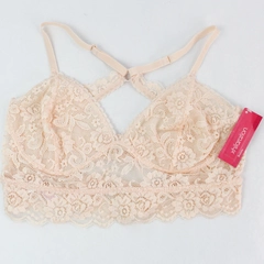 NWT Xhileration Peach Colored Wireless Lace Bralette Women's Size Large