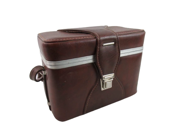 Vintage 1970's Italy Brown Leather Hard Shell Camera Equipment Case
