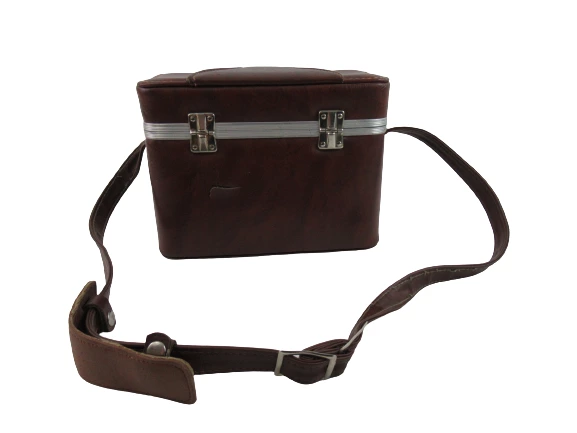 Vintage 1970's Italy Brown Leather Hard Shell Camera Equipment Case