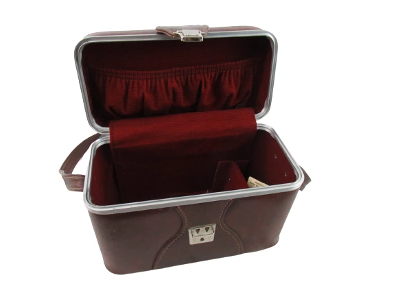 Vintage 1970's Italy Brown Leather Hard Shell Camera Equipment Case