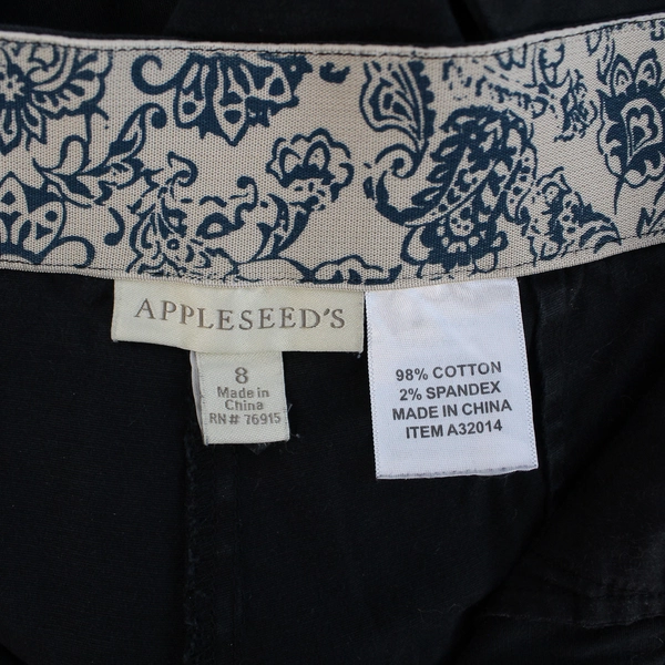 Appleseed's Women's Size 8 Black Stretch Trousers Pants with Pockets Cotton