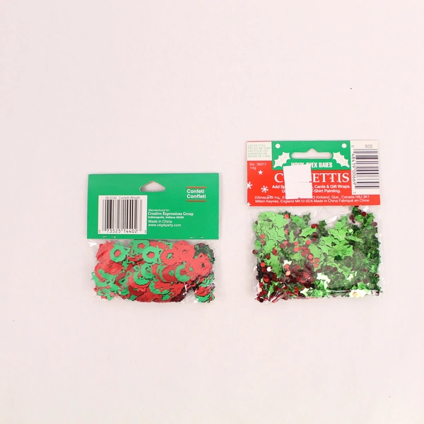 Lot of Vintage Christmas Confetti Art Holly Berries & Merry Christmas