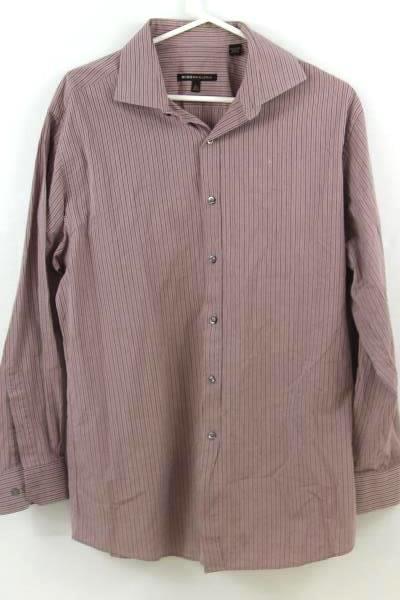 Men's Pink Striped Button Up Long Sleeve Shirt BCBG Maxazria