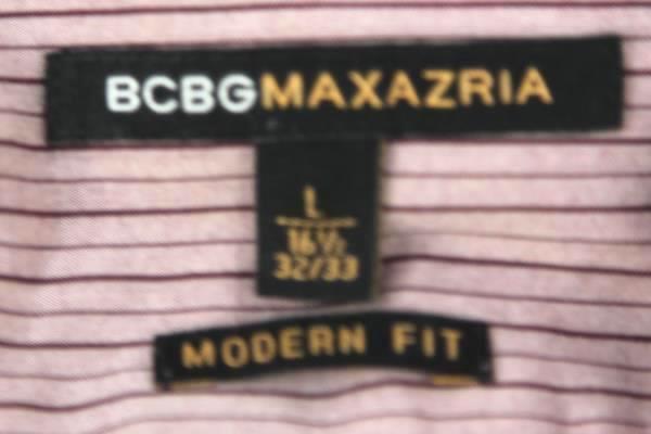 Men's Pink Striped Button Up Long Sleeve Shirt BCBG Maxazria