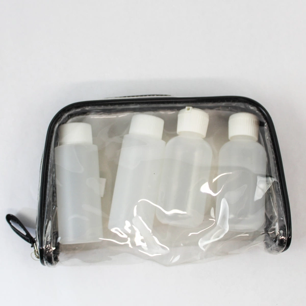 Lot of 2 World Citizen Travel Bags Toiletries Pouches Black Clear Containers