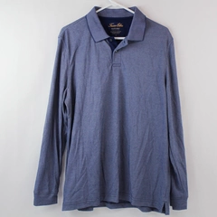 Tasso Elba Supima Cotton Shirt Men's Size Large Blue 1/4 Button Long Sleeves