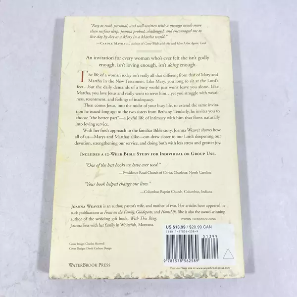Having a Mary Heart in a Martha World by Joanna Weaver 2000 PB Good Condition