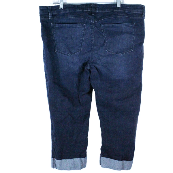 a.n.a. Cropped Blue Jeans Women's Plus Size 20W 5 Pocket Design Cuffed Dark Wash