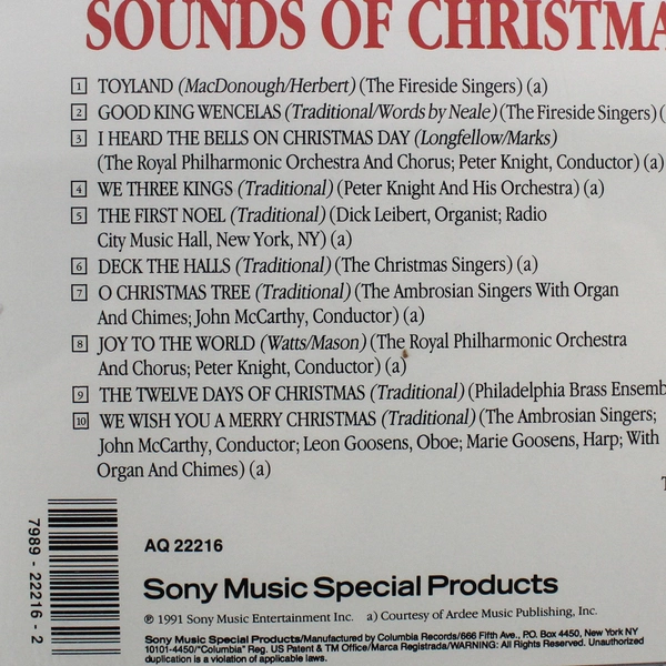 Sounds Of Christmas By Various Artists CD Album 1991 Sony Music Distribution