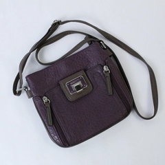 Rosetti Crossbody Purse Hand Bag Plum Purple Brown Handle Zip Snap Closure