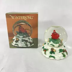 Windsong Cardinal Musical Snow Globe Plays Winter Wonderland 6.25" Tall