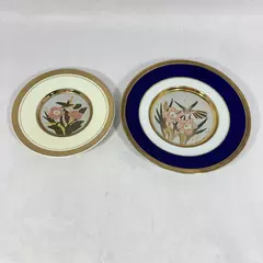 Lot of 2 The Art of Chokin Hummingbird And Flower Plates