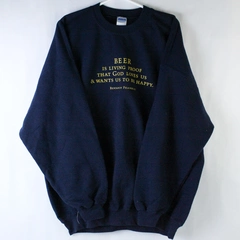 Gildan Sweatshirt Men's Size 2XL Navy Blue Benjamin Franklin Beer Quote