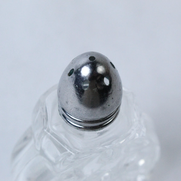 Vintage Pair of Heavy Cut Crystal Glass Salt and Pepper Shakers