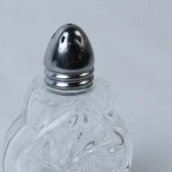 Vintage Pair of Heavy Cut Crystal Glass Salt and Pepper Shakers