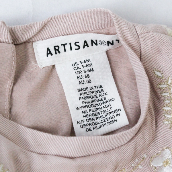 Artisan NY Dress Infant Size 3-6 Months Pink White Lace Accent Floral Baby