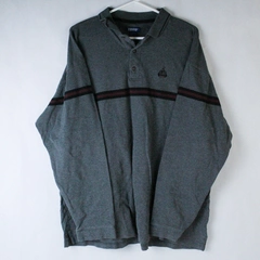 Izod Long Sleeve Polo Shirt Men's Size XL Grey Red Striped Pullover Top