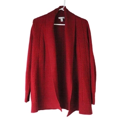 Charter Club Cardigan Sweater Women's Size Small Red Open Front Long Sleeves