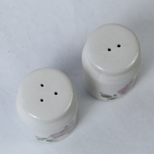 Roseland By Gibson Designs Ceramic Salt and Pepper Shakers Flat Top Vintage