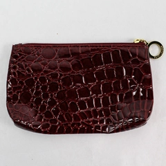 Estée Lauder Make Up Cosmetic Bag Mock Crocodile Red Pebbled Animal Skin W/ Logo