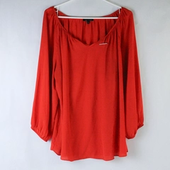 Sami & Jo Shirt Top Blouse Women's XL Tangerine Orange 3/4 Sleeves