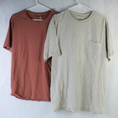 Lot of 2 T Tee Shirts Men's Size Medium Beige Orange Stafford Short Sleeves