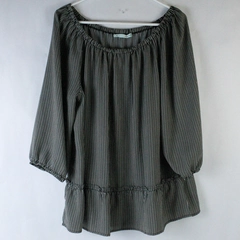 Maurices Shirt Top Blouse Women's XL Black White Short Puff Sleeves