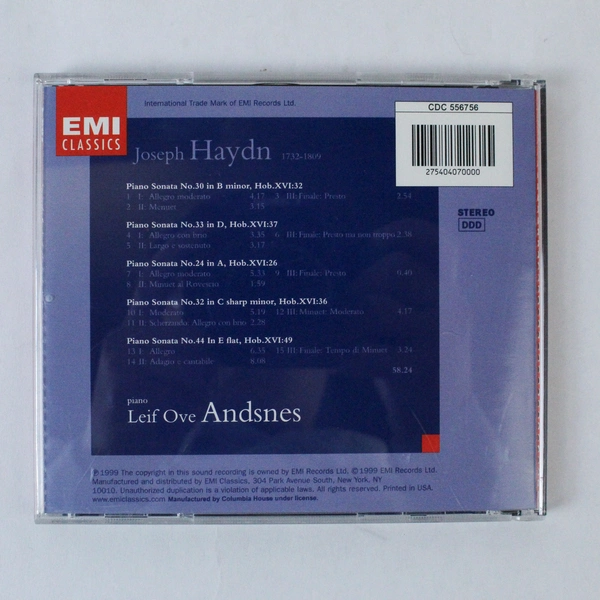 Haydn Piano Sonatas Leif Ove Andsnes EMI 1999 EMI Classics