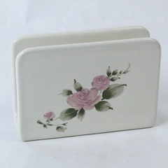 Gibson Vintage Ceramic Napkin Holder Roseland White Roses 4" Tall Pre-Owned