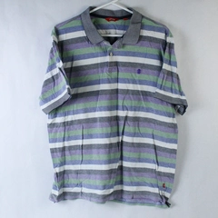 Izod Men's Polo Shirt XL Blue Green Purple Striped Woven Knit Top