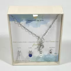 Inspired By You Faith Charm Necklace Silver Plated with 5 Charms 16" 2"