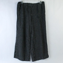 Time and Tru Women's Wide Leg Elastic Waist Lounge Pants Black Striped Size M