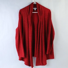 Fashion Bug Women's Open Front Cardigan Sweater Knit Red Metallic Size 2X