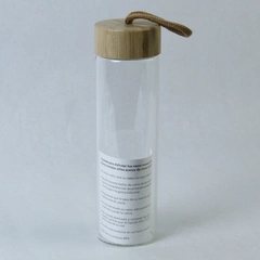 Gemline Glass Water Bottle With Bamboo Lid Mini Rope Handle No Silicone Sleeve