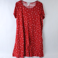 Harlow & Rose Women's T-shirt Dress Size L Red Floral Short Sleeve Poly Blend 