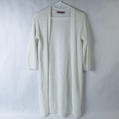 Knit Minded Open Front Sweater White Women's Size M Acrylic USA Made