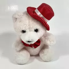 Joy Toy Pink Teddy Bear With a Red Silk Top Hat And Bowtie
