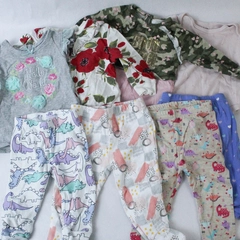 Lot of 8 Baby Girl Clothing Items Tops Bottoms Bundle Garanimals Carters 