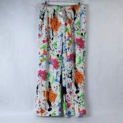 Feathers Pajama Lounge Pants Woman's Size M Multicolored Splatter Pattern