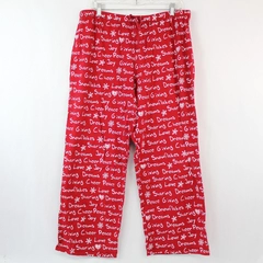 Adonna Pajama Lounge Pants Woman's Size L Red White Joy Giving Snowflakes