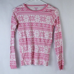 Place Pajama Shirt Top Girls Size 16 Pink White Snowflakes Long Sleeves