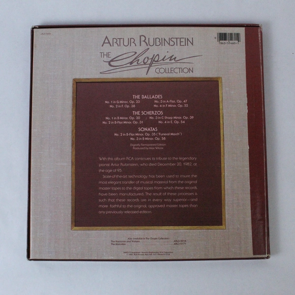Artur Rubinstein The Chopin Collection 3 Vinyl LP Box Set 1985 RCA 33 RPM