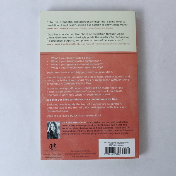 40 Days of Decrease By Alicia Britt Chole 2016 Paperback