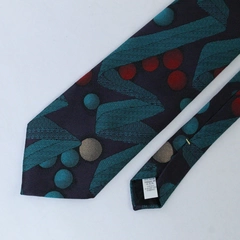 Vintage Allyn Saint George Retro Abstract Tie American Classic Navy Red Teal