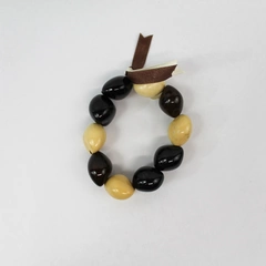 Vintage Hawaiian Dark Brown Tan Chunky Kukui Nut Stretch Bracelet Unique