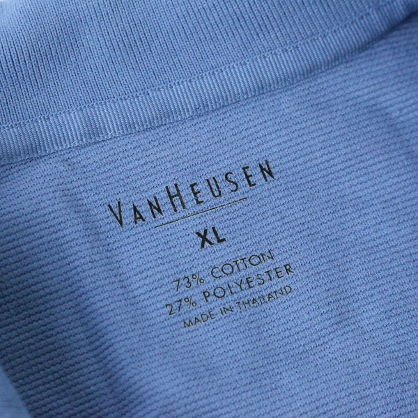 Van Heusen Polo Shirt Men's Size XL Blue Long Sleeves Collared Cotton Blend